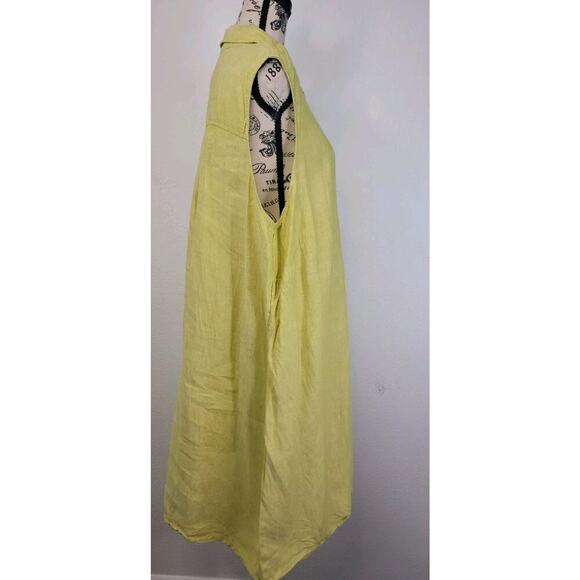 Tahari Midi Shirt Dress Plus 2X Collar Popover 100% Linen Sleeveless Lagenlook - Picture 5 of 10